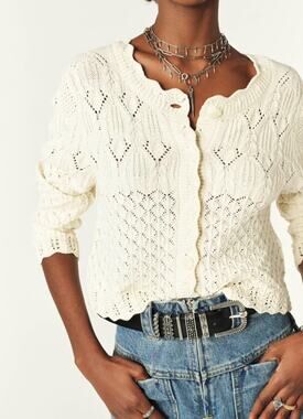 ba&sh lady scallop crochet Jump cardigan